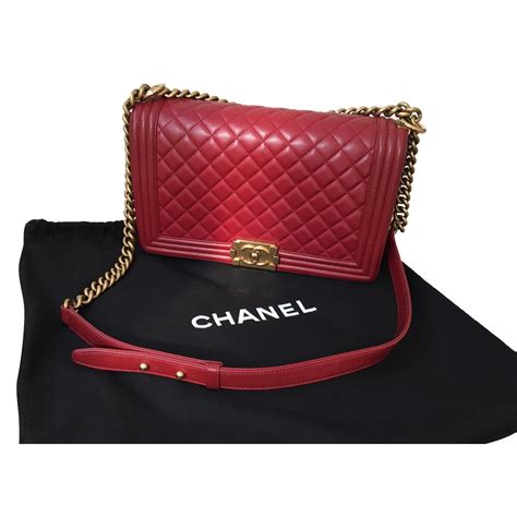 red chanel boy bag large|red Chanel boyfriend bag.